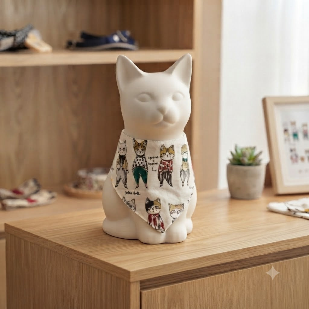 Dapper Cat Bandana-White