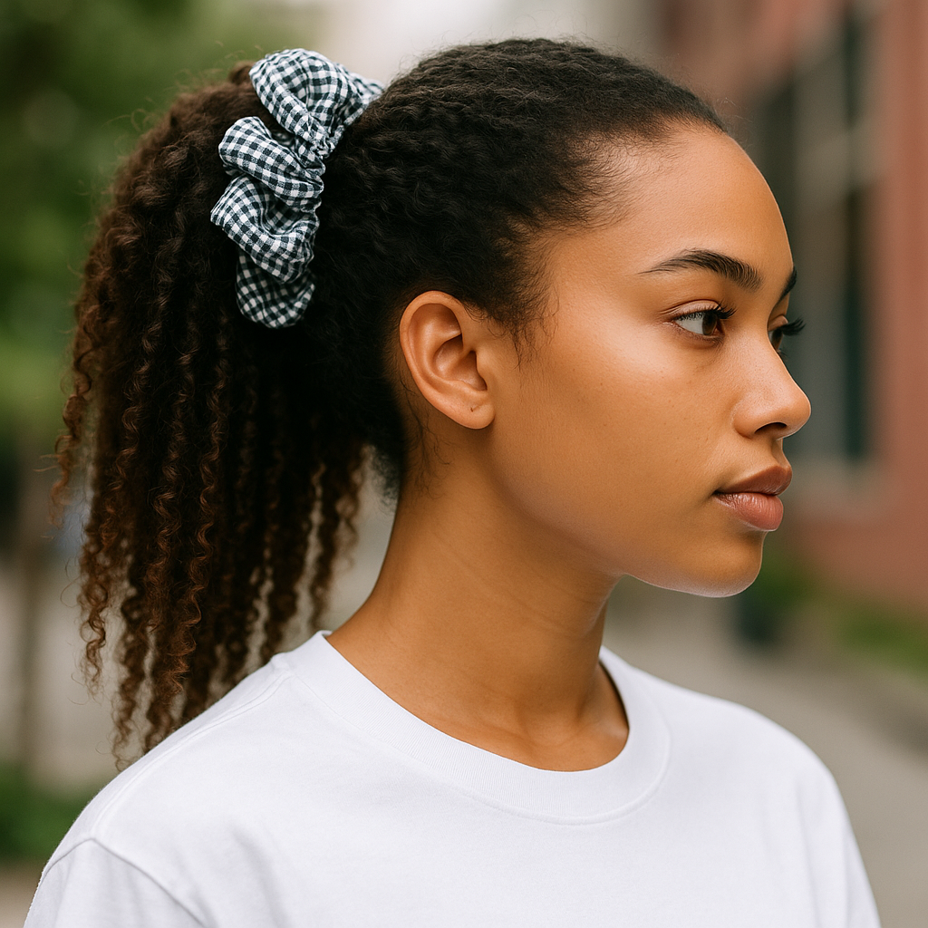 Élise Scrunchies Gingham-Black (Set of 3)