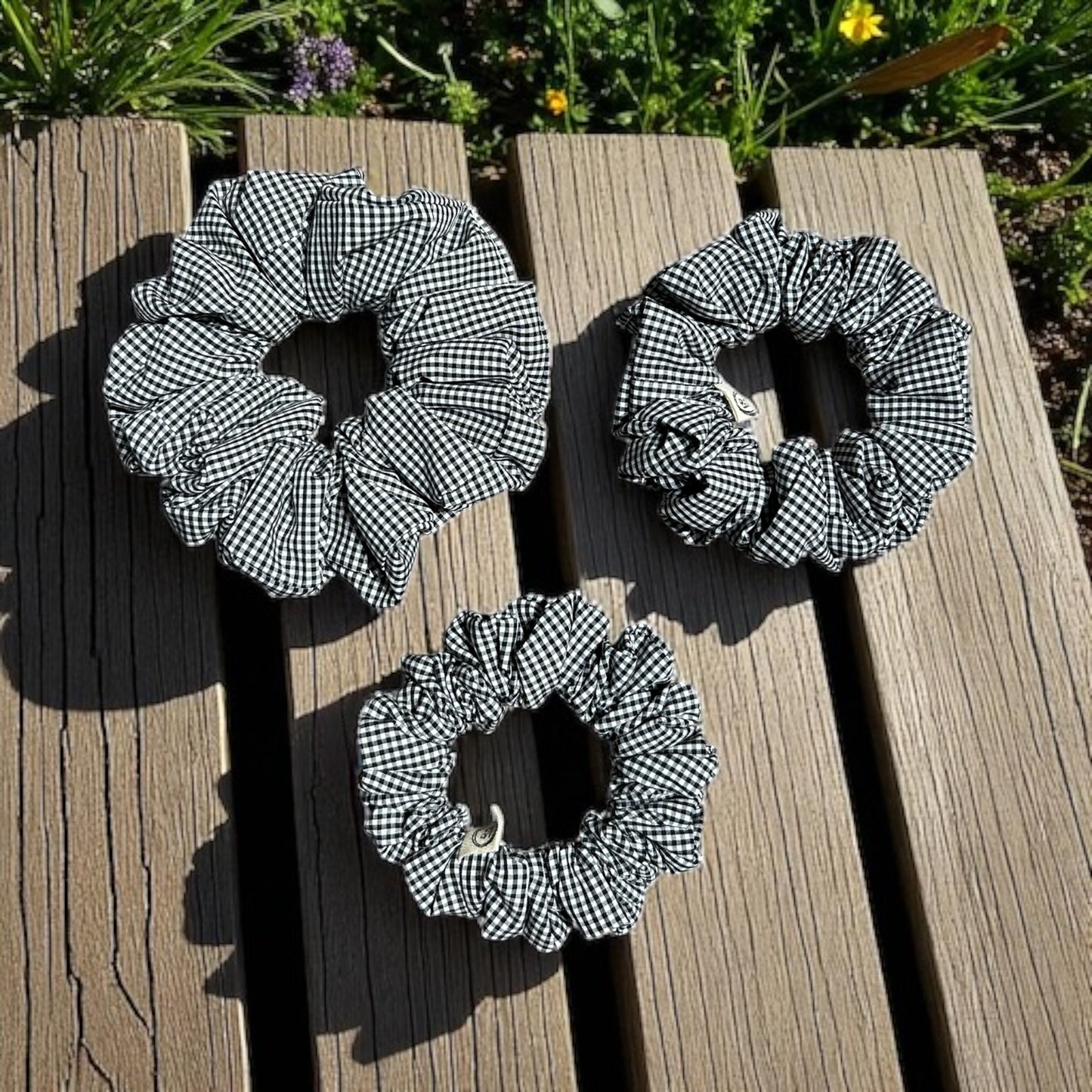 Élise Scrunchies Gingham-Black (Set of 3)