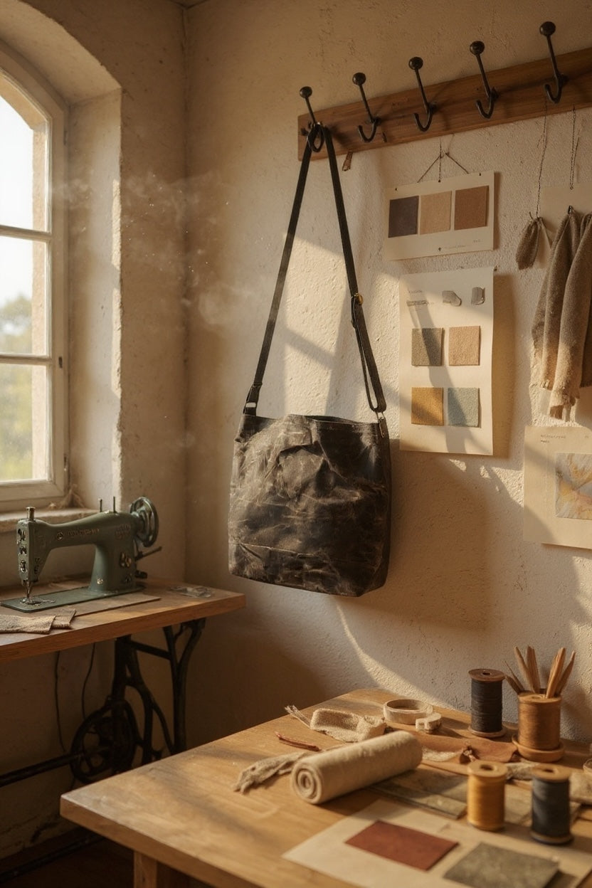 Timber Hand-Waxed Canvas Crossbody Bag-Brown