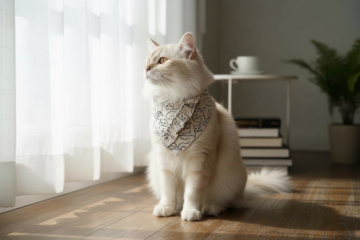 Minou Small Cat & Dog Ruffle Bandana-Nautral