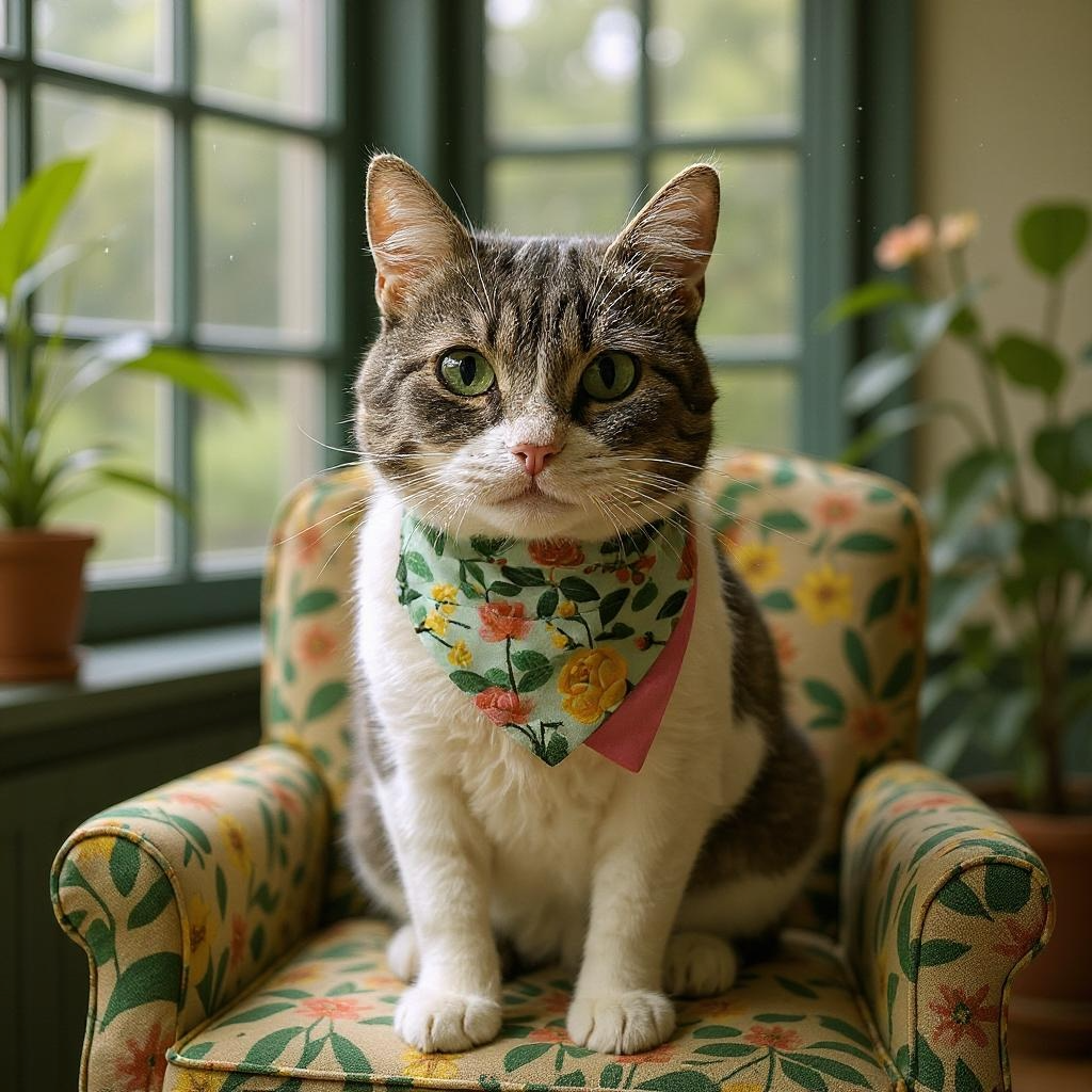 RoseHaven Bandana with English Rose (Rifle Paper Co.) print")
