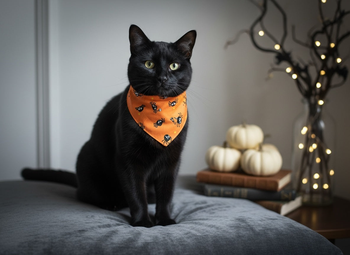 Spider Mischief Halloween Snap-Button Cat Bandana