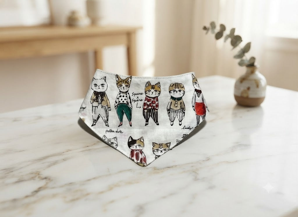 Dapper Cats Snap-On Cat Bandana - Off White