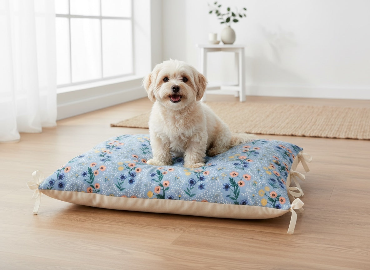 Blue Meadow Dog French Duvet Cover - Rifle Paper Co. Floral