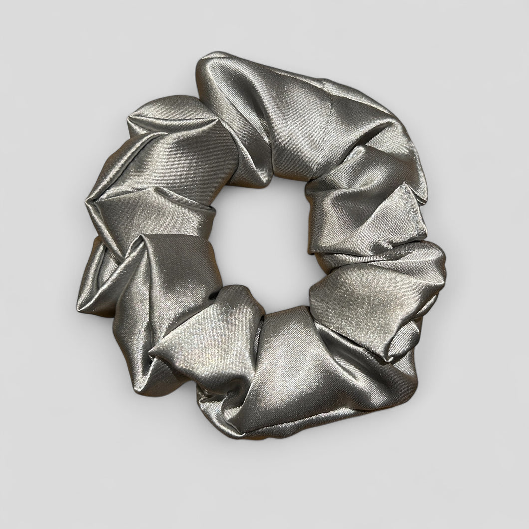 Chloé Satin Scrunchies-Silver (Set of 3)