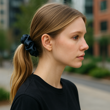 Load image into Gallery viewer, Chloé Satin Scrunchies-Charcoal (Set of 3)