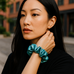 Chloé Satin Scrunchies-Mint Blue (Set of 3)