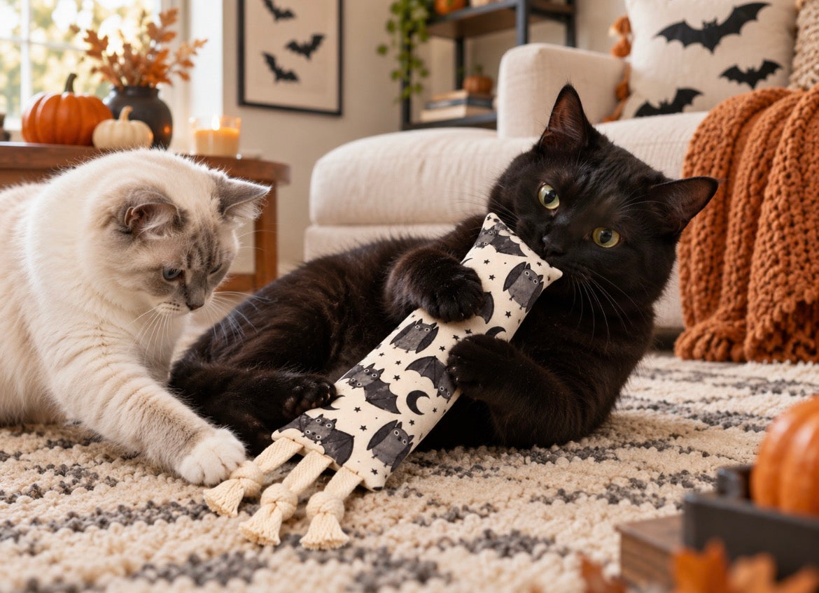 Halloween Moon Bats Catnip Kicker Toy