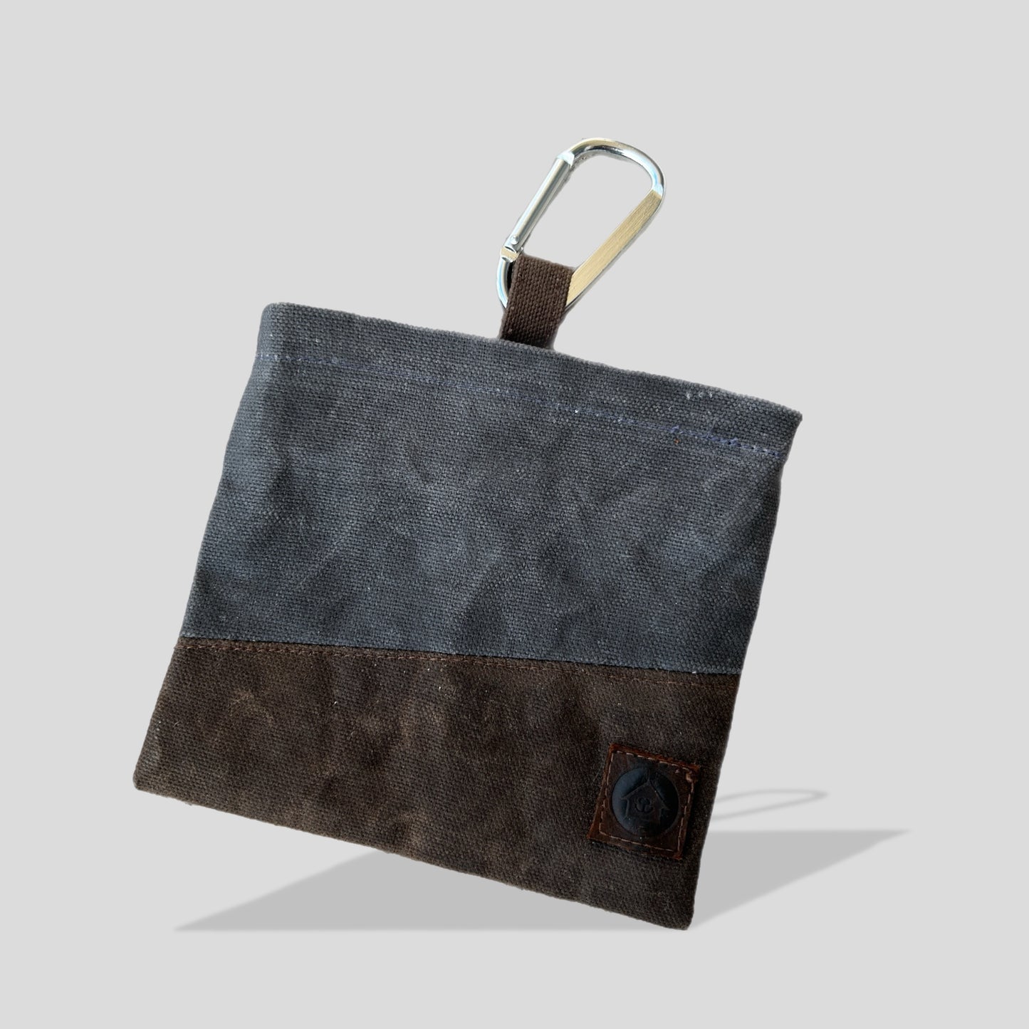 BlockBuddy Waxed Canvas Dog Treat Bag-Brown & Gray
