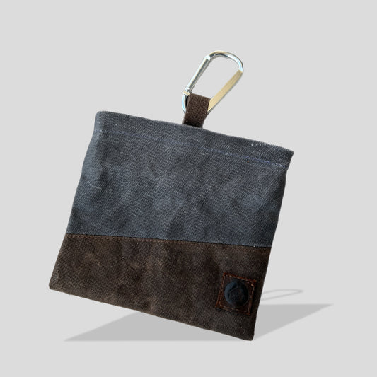 BlockBuddy Waxed Canvas Dog Treat Bag-Brown & Gray
