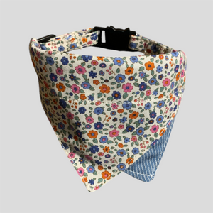 Evie Cat Bandana-Floral & Stripe