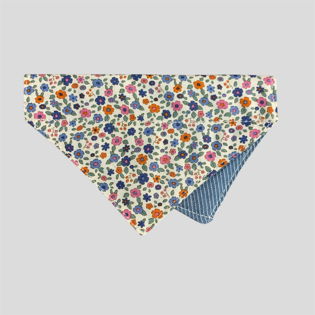 Evie Cat Bandana-Floral & Stripe