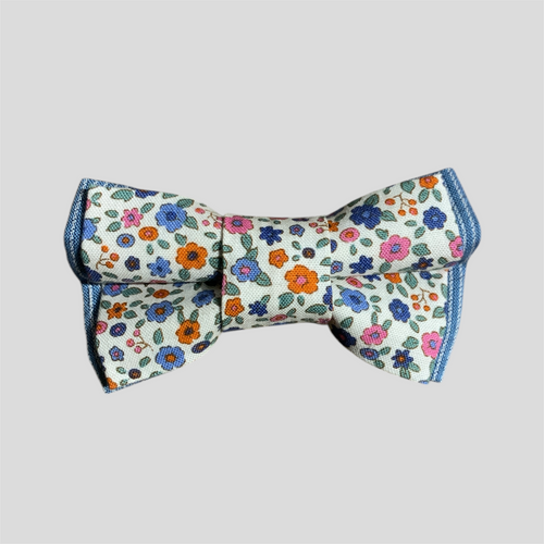 Evie Dog Bow Tie-Mini Floral & Blue