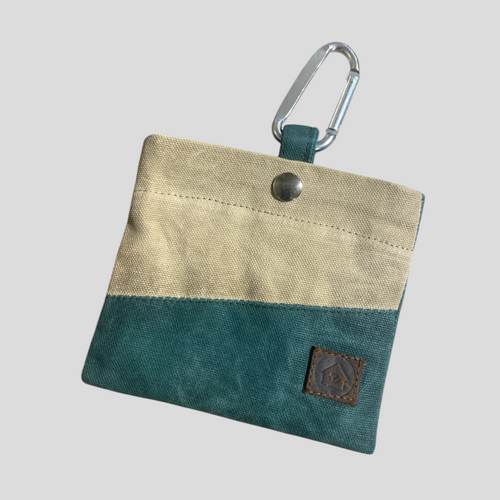 Colton Colorblock Waxed Dog Treat Bag-Hunter Green & Khaki