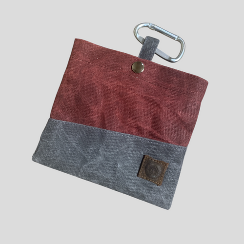 Colton Colorblock Waxed Dog Treat Bag-Gray & Maroon