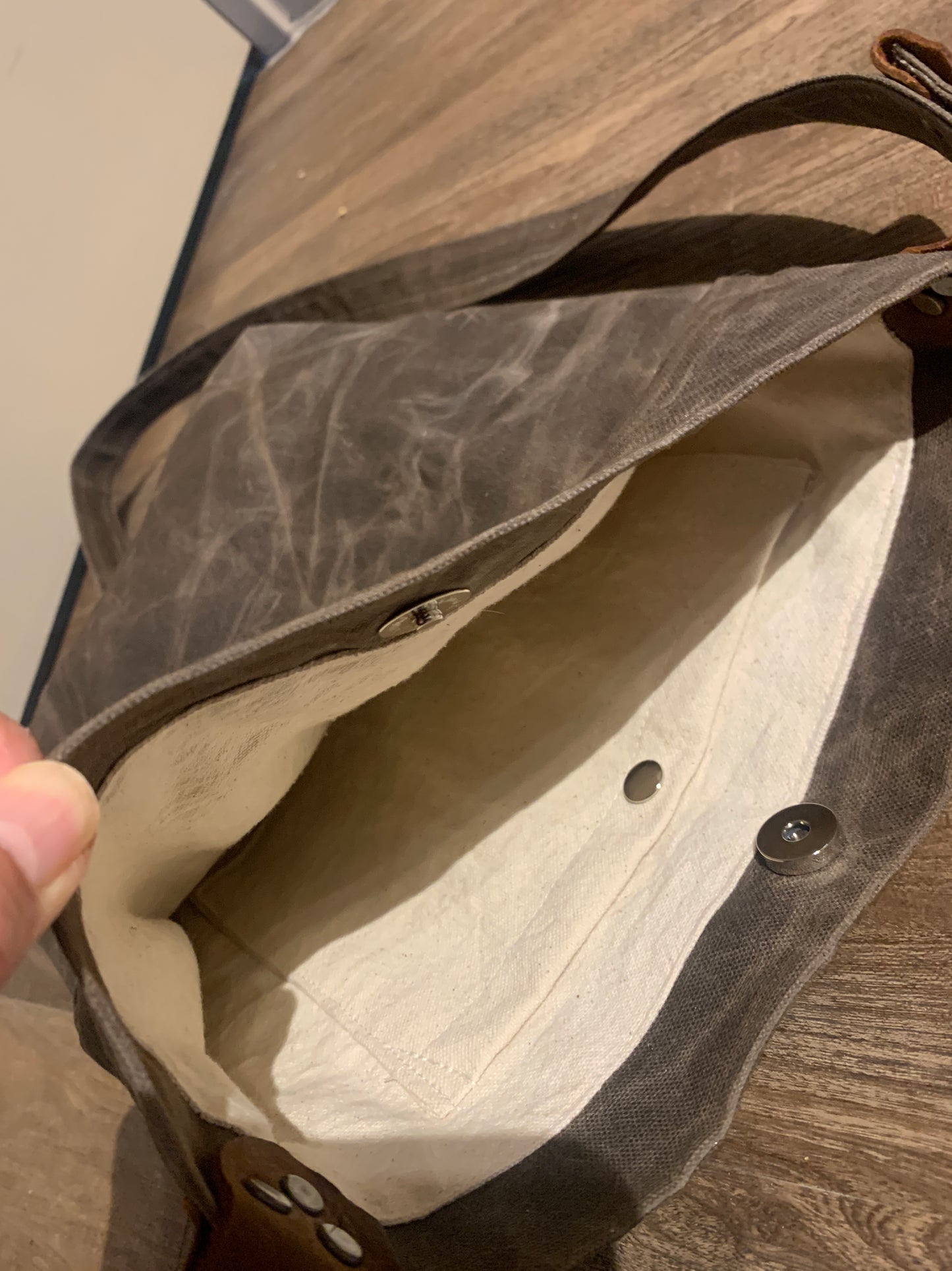 DualShade Waxed Canvas Crossbody Bag-Gray & Brown