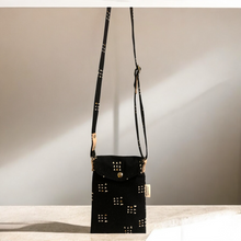 Load image into Gallery viewer, Matt-Crossbody Cell Phone Bag with Adjustable Strap-Black Triangles