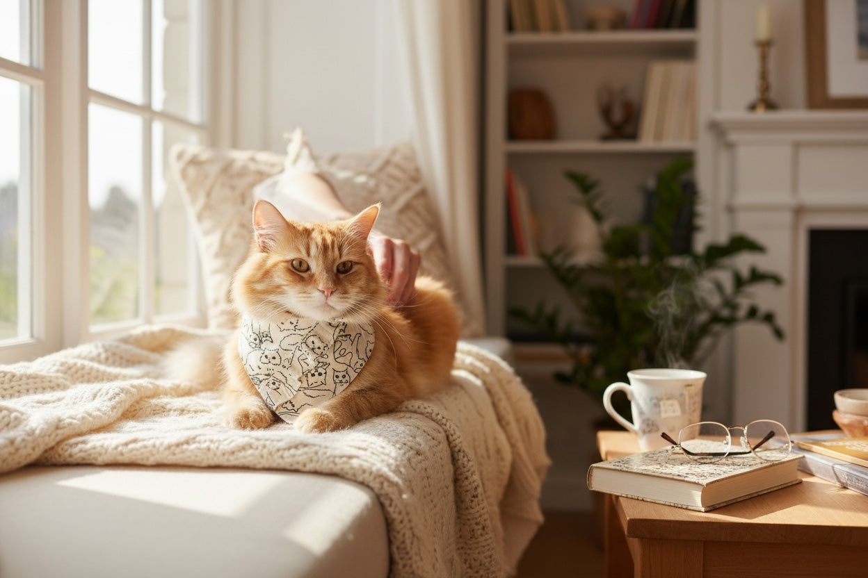 Minou Small Cat & Dog Ruffle Bandana-Nautral