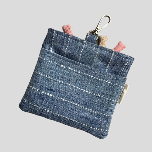 Clement Dog Treat Bag-Denim Blue & Ivory