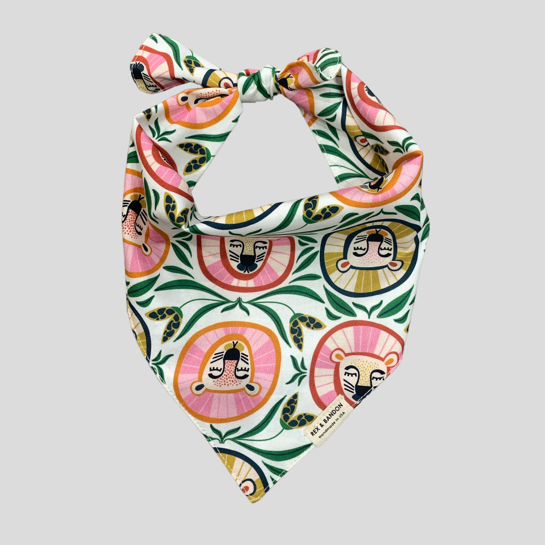 LION DOG BANDANA-PINK & GREEN