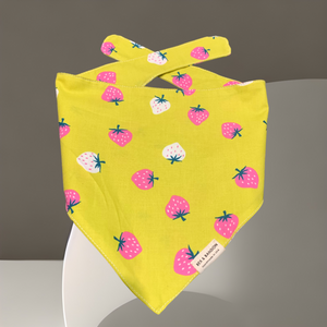 Maggie Dog Bandana-Strawberry & Yellowy