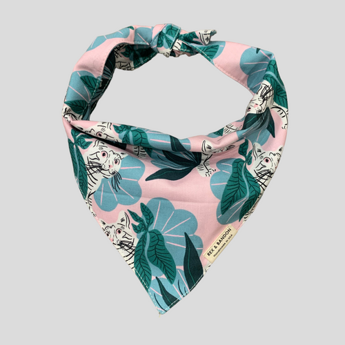 Zara Dog Bandana Tie Back - Pink & Tiger