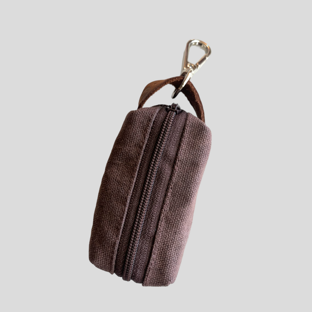 RIO WAXED CANVAS DOG POOP BAG HOLDER-BROWN