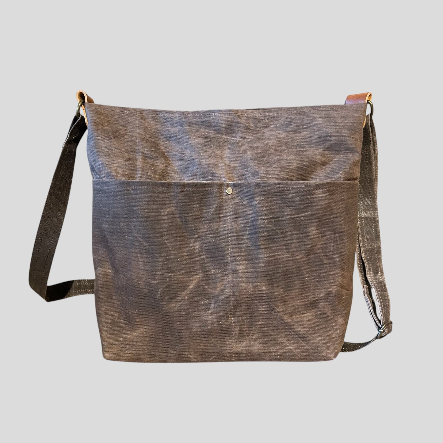 RusticWander Waxed Canvas Crossbody Bag-Brown