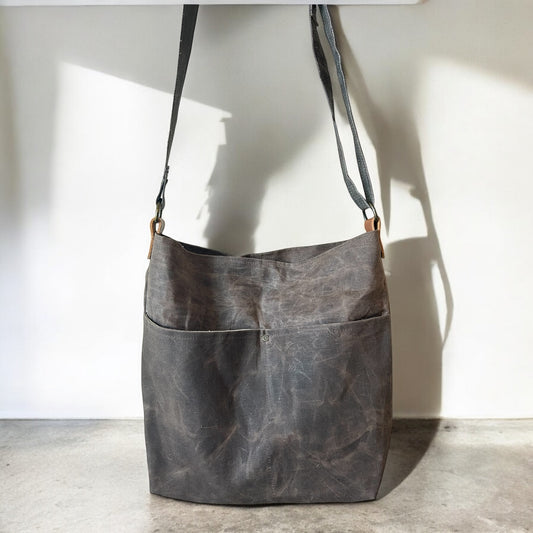 RusticWander Waxed Canvas Crossbody Bag-Brown
