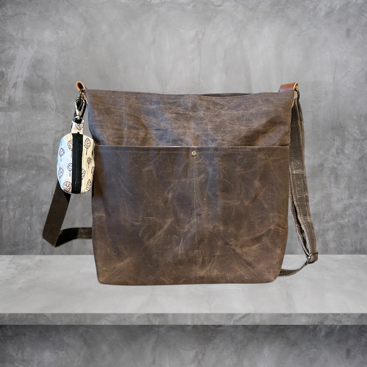 RusticWander Waxed Canvas Crossbody Bag-Brown