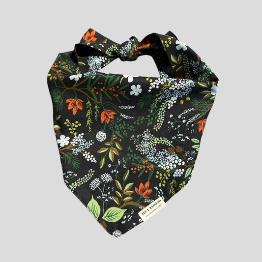 Dog Bandana Tie-Back - Rose Forest Black