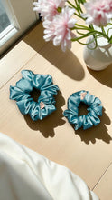 Load image into Gallery viewer, Chloé Satin Scrunchies-Mint Blue (Set of 3)