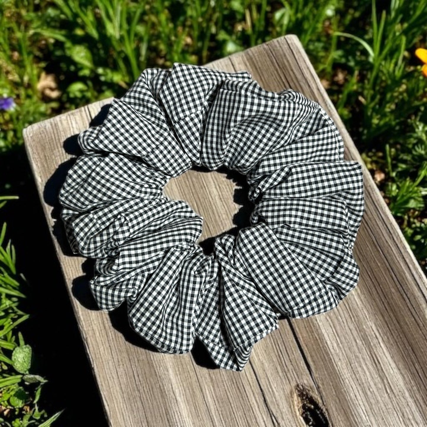 Élise Scrunchies Gingham-Black (Set of 3)