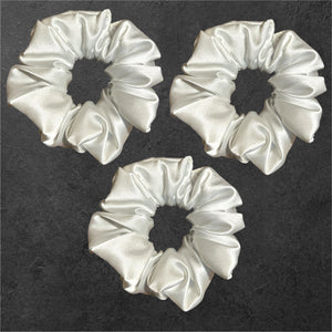 Chloé Satin Scrunchies-Pearl (Set of 3)