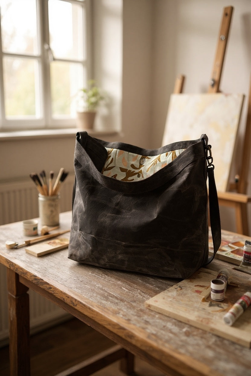 Timber Hand-Waxed Canvas Crossbody Bag-Brown