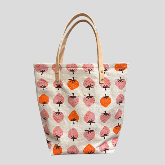 Natural Strawberry Bucket Tote Bag