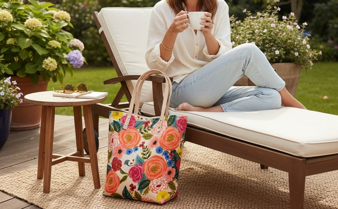 Rose Mini Tote with Leather Straps