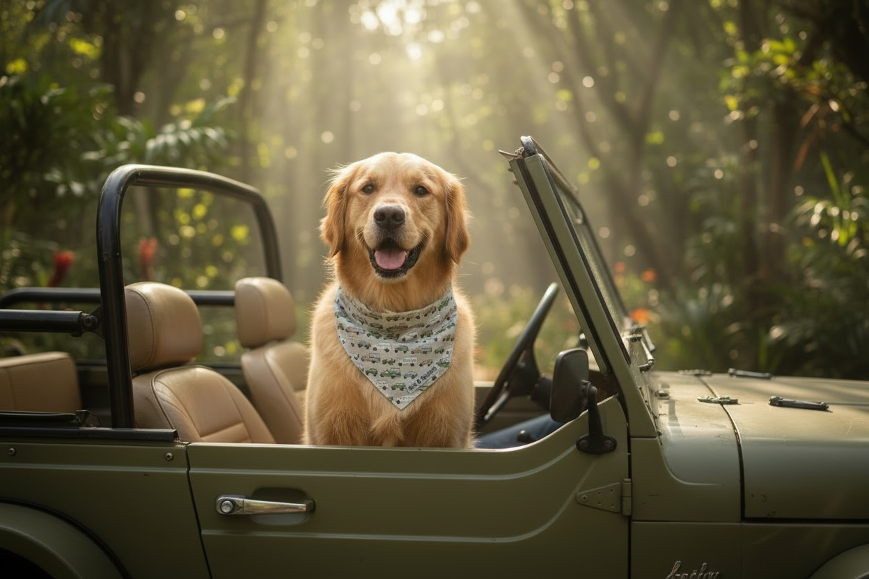 Safari Jeep Tie-Back Dog Bandana