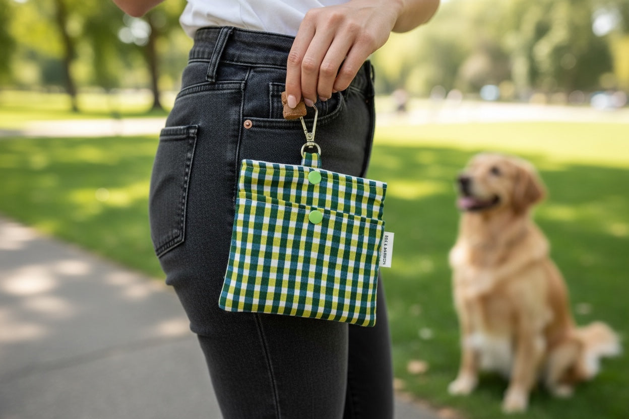 Gingham Dog Treat Pouch