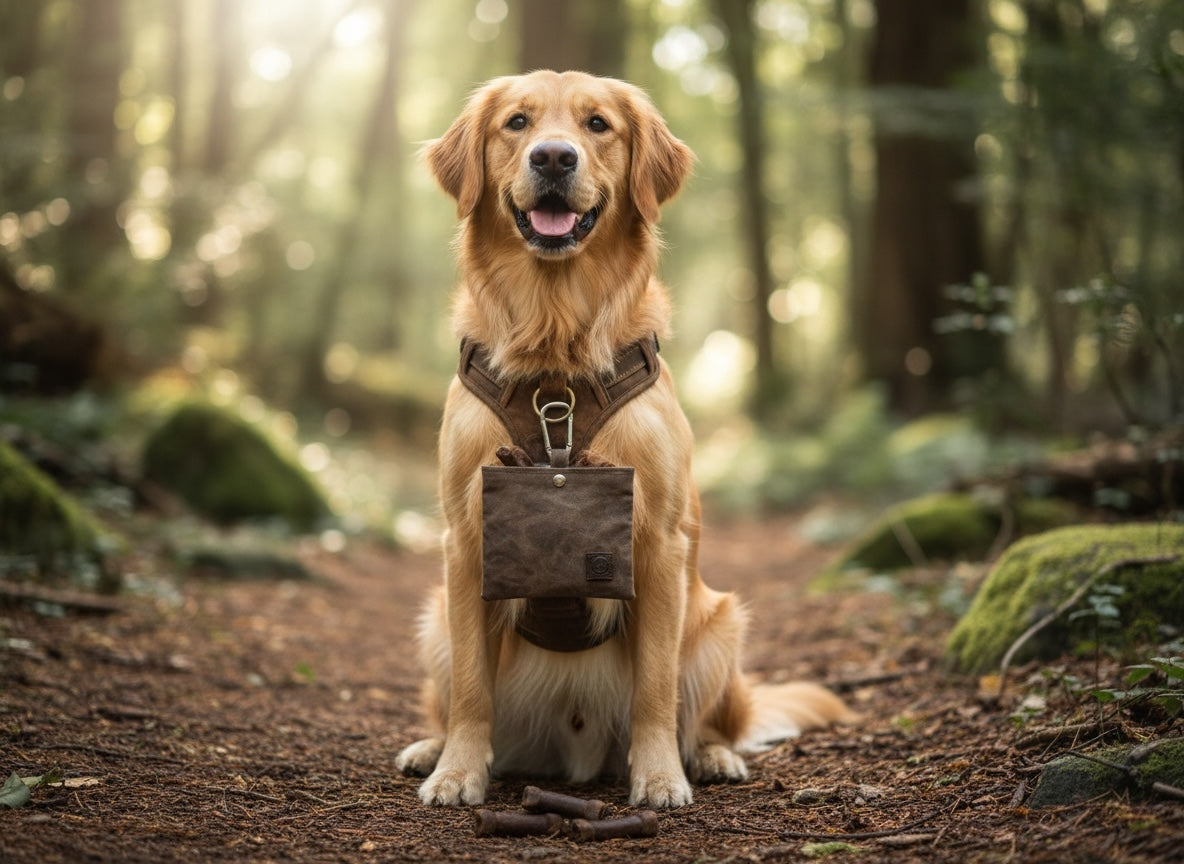 Waxed Canvas Dog Treat Pouch | Brown