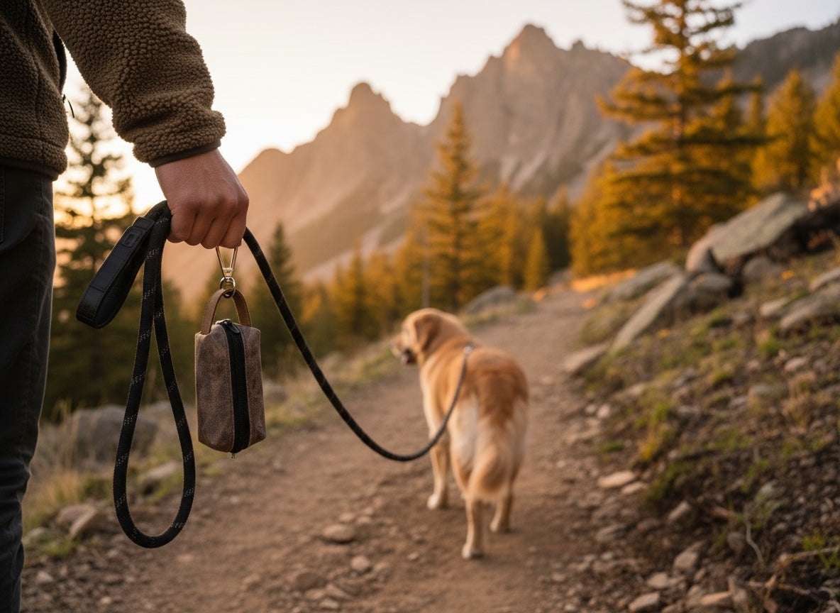 Waxed Canvas Dog Poop Bag Holder | Brown