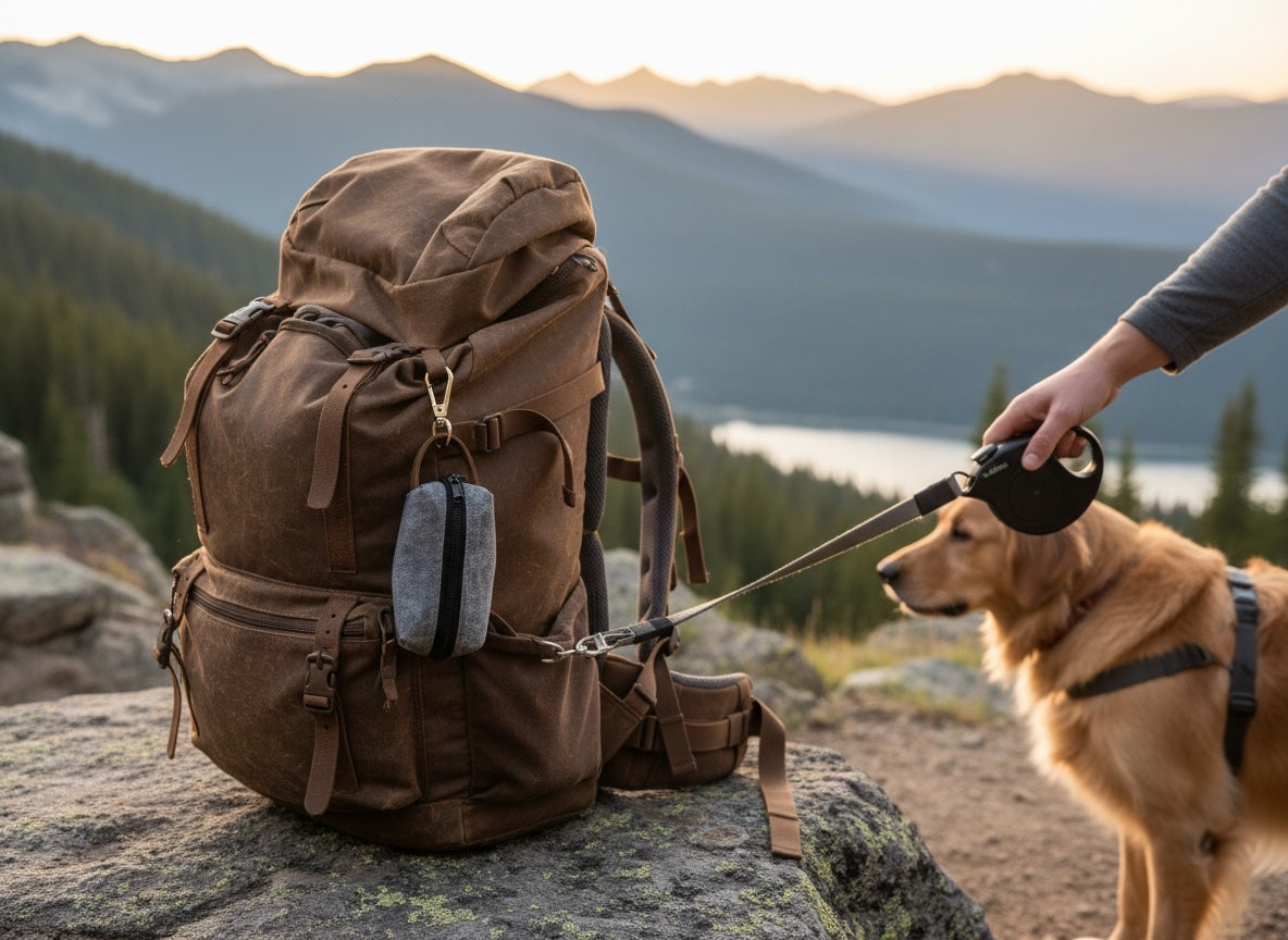 Waxed Canvas Dog Poop Bag Holder | Gray