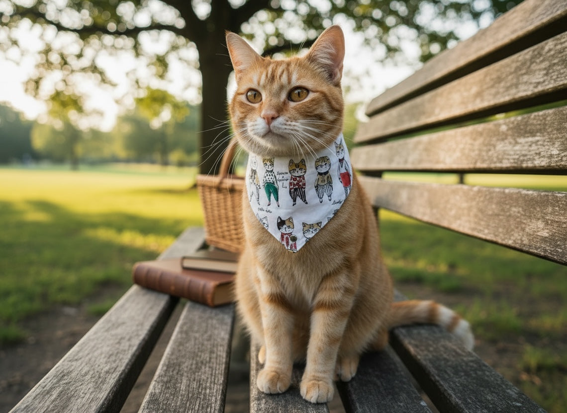 Dapper Cat Bandana-White