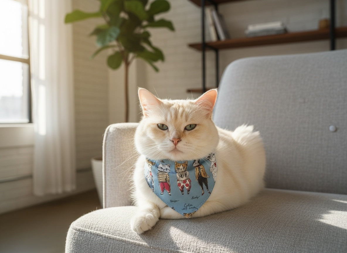 Dapper Cats Snap-On Cat Bandana - Blue