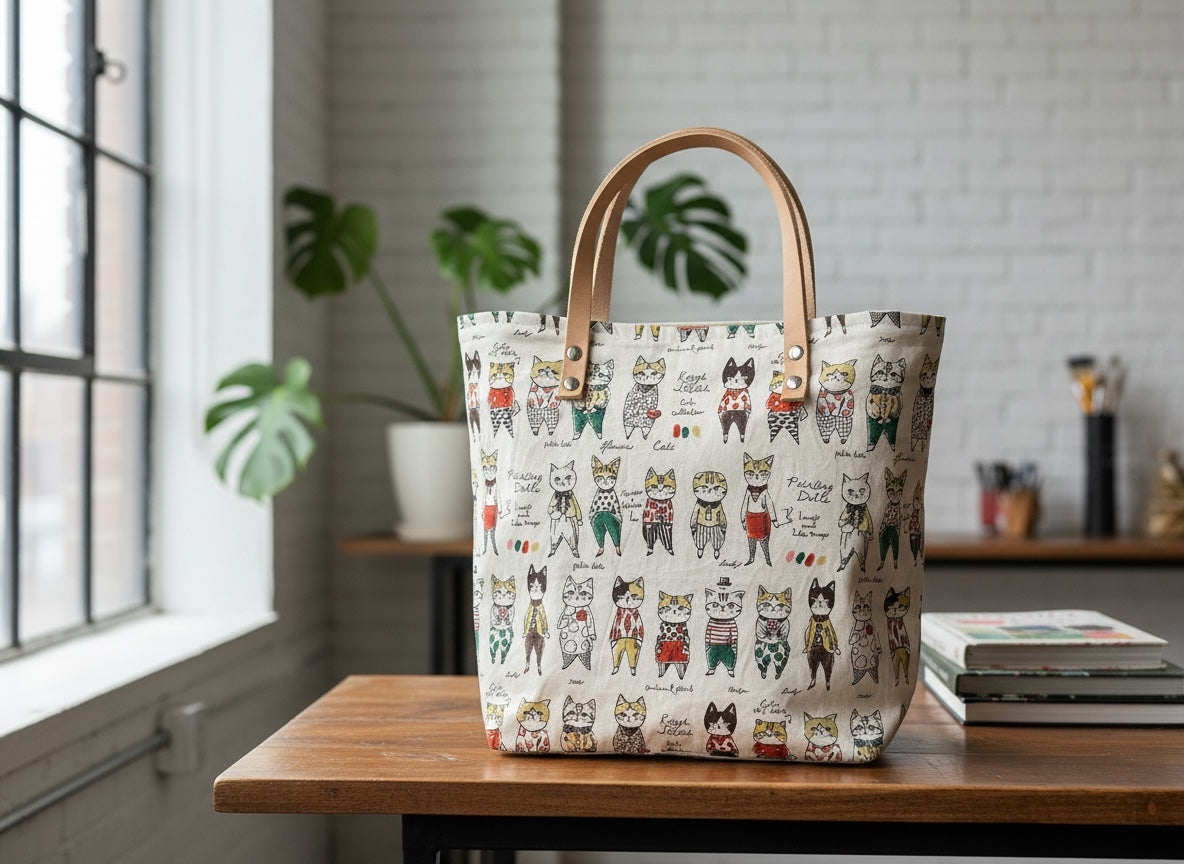 Neko Mini Tote with Leather Straps