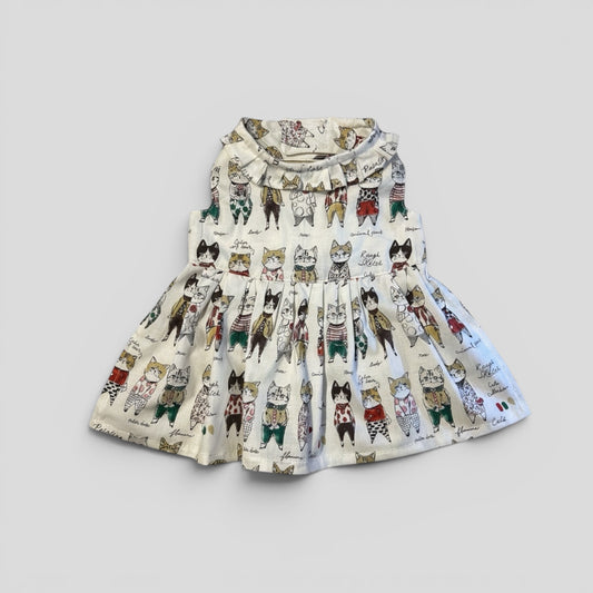 Dapper Cat Dress-Off White