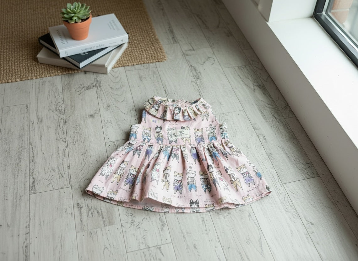 Dapper Cat Dress-Off White