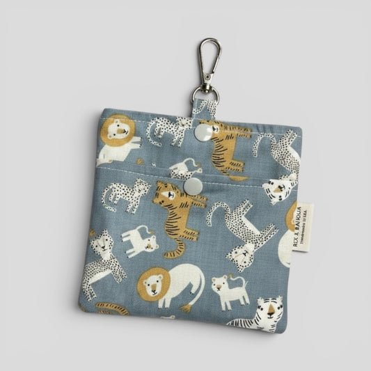 safari animals dog treat pouch with lions, leopards, tigers on background