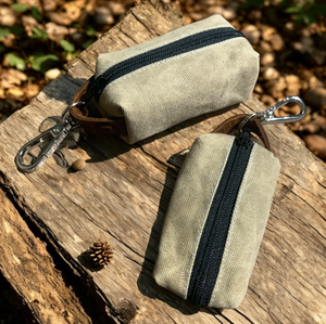 Colton Waxed Poop Bag Holder-Khaki